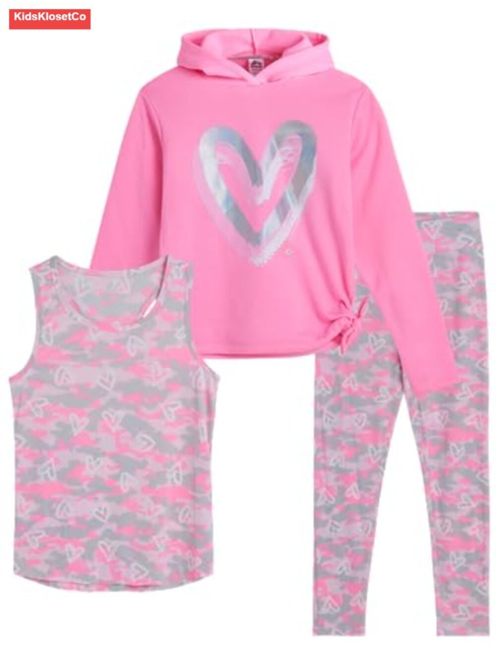 Girls 3-Piece Fleece Hoodie, Tank & Leggings Set - 60% Cotton 40% Polyester